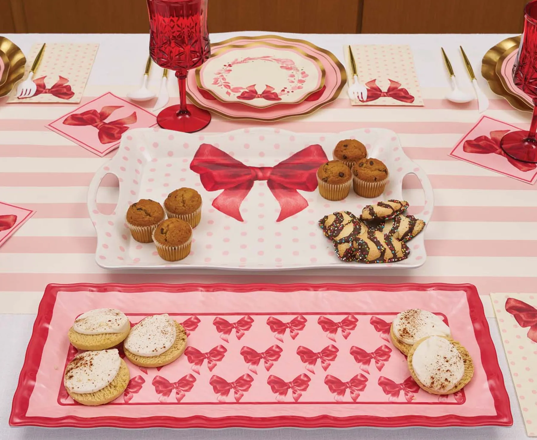 Pink Bows Melamine Serving Platter-Sophistiplate Sale