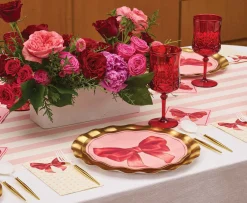 Pink Bows Wavy Dinner Plate/8pk-Sophistiplate Hot