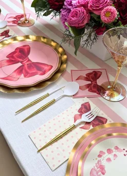 Pink Bows Wavy Dinner Plate/8pk-Sophistiplate Hot