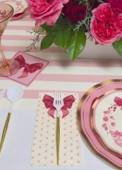 Pink Bows Wavy Dinner Plate/8pk-Sophistiplate Hot