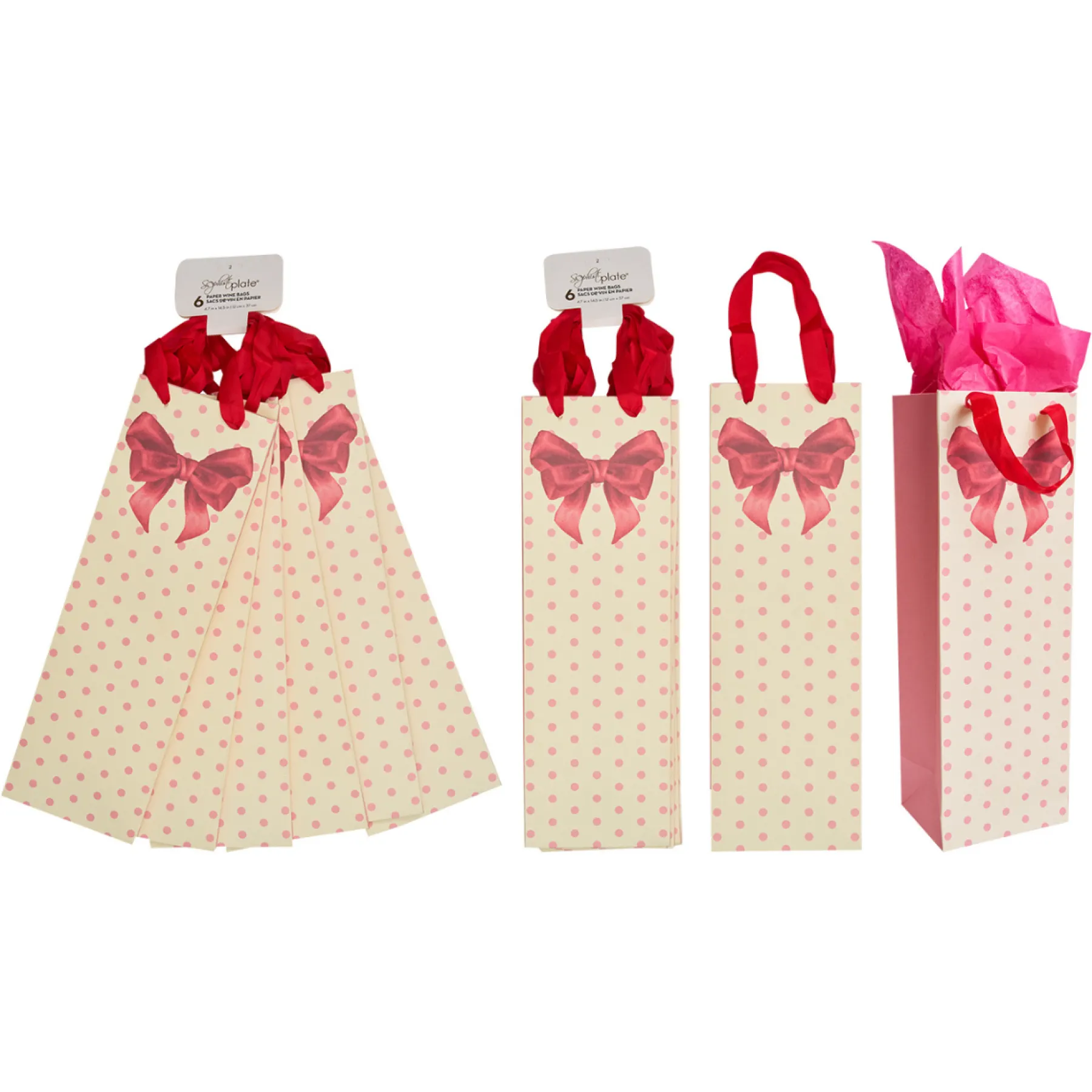 Pink Bows Wine Gift Bags/6pk-Sophistiplate Sale