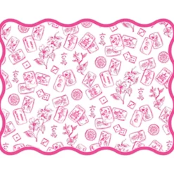 Pink Mahjong Toile Die-Cut Placemats-Rosanne Beck Online