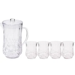 Pitcher & 4 Pack Short Tumblers | Classic | Clear-Sophistiplate LLC Outlet