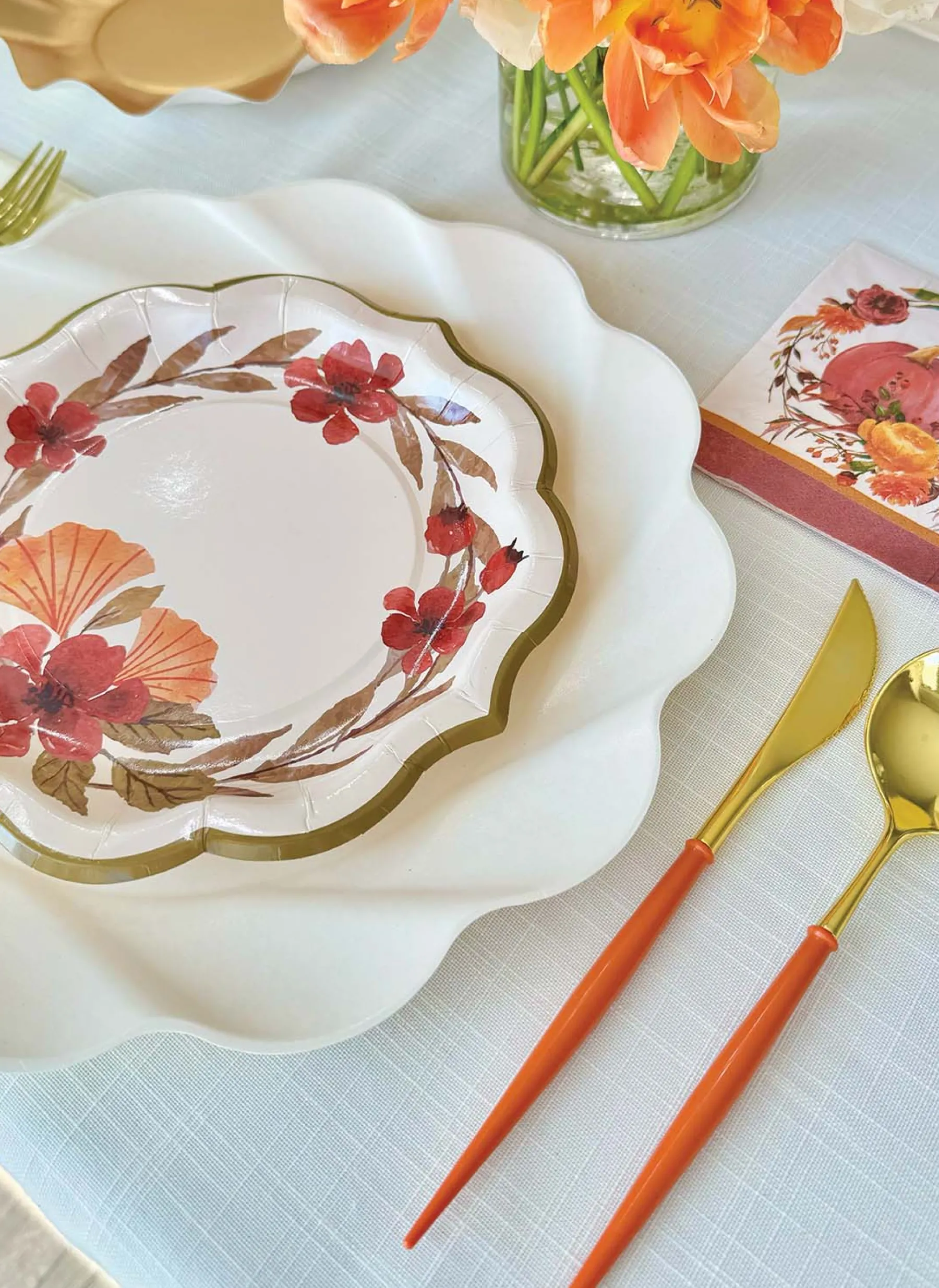 Pumpkin & Gold Bella Assorted Plastic Cutlery/24pc, Service for 8-Sophistiplate Clearance