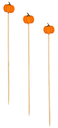 Pumpkin Large Cocktail Picks/30pk-Simply Serv'd Fashion