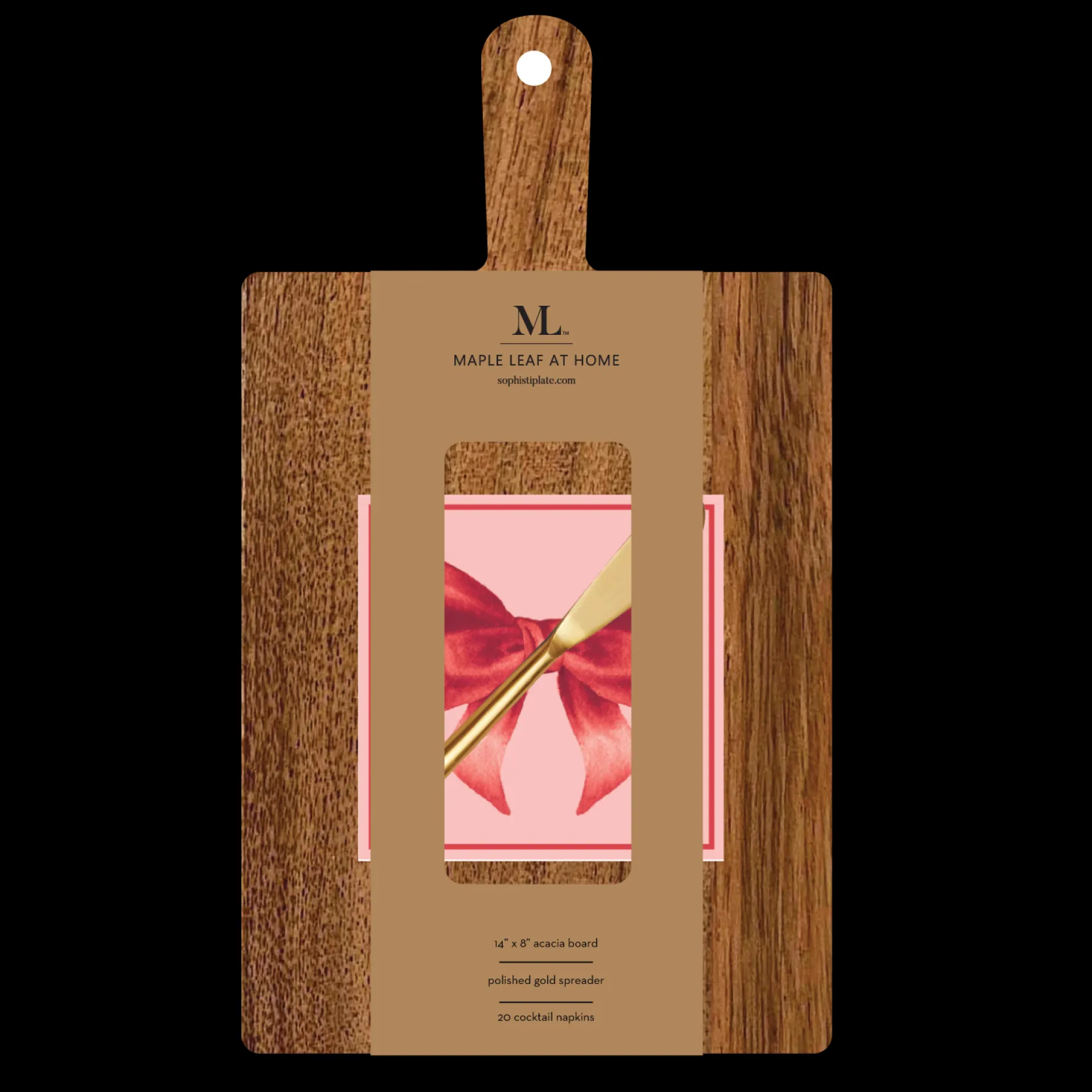 14" x 8" Board Gift Kit: Pink Bows Napkin-Maple Best