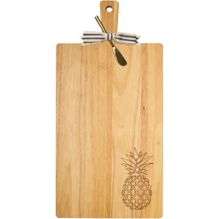 24" x 12" Rubber Wood Thick Handle Cutting Board | Pineapple-Maple Fashion