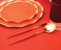 Red & Gold Bella Assorted Plastic Cutlery/36pc, Service for 12-Sophistiplate Hot
