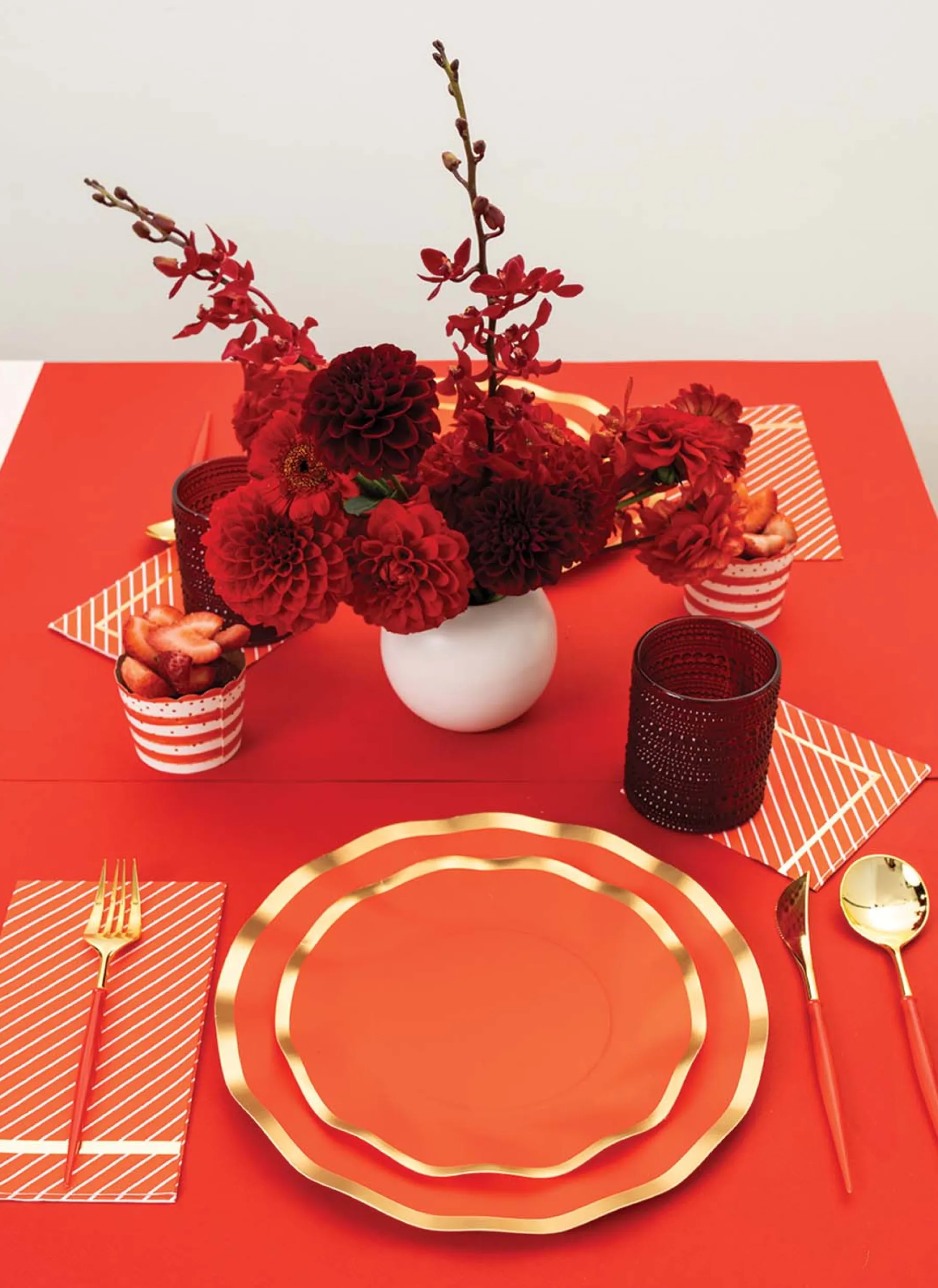 Red & Gold Bella Assorted Plastic Cutlery/36pc, Service for 12-Sophistiplate Hot