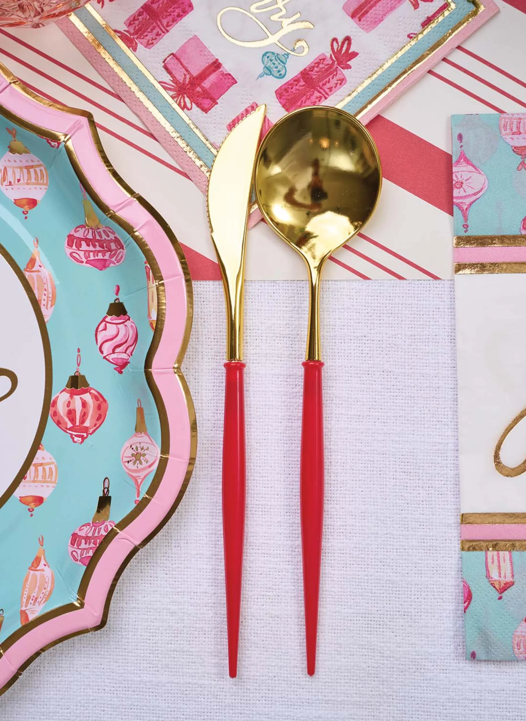 Red & Gold Bella Assorted Plastic Cutlery/36pc, Service for 12-Sophistiplate Hot