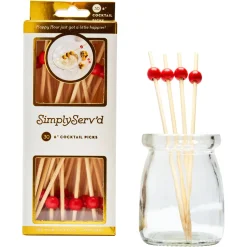 Red/Scarlet 6 Inch Wood Party Pick/30pk - Gift Box-Simply Serv'd Discount