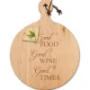 Round Wood Cutting + Cheeseboard | Good Food Friends Times | 16 x 12"-Maple Fashion