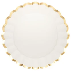 Scalloped Charger Plate Gold & White, 8 pkg-Sophistiplate New