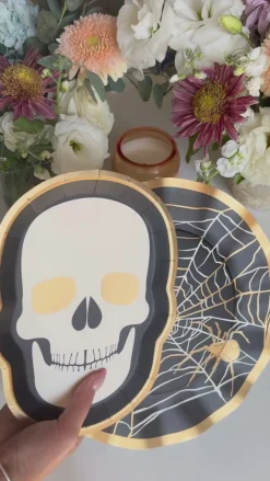 Skull Salad Plate Classic Spooky/8pk-Sophistiplate Sale