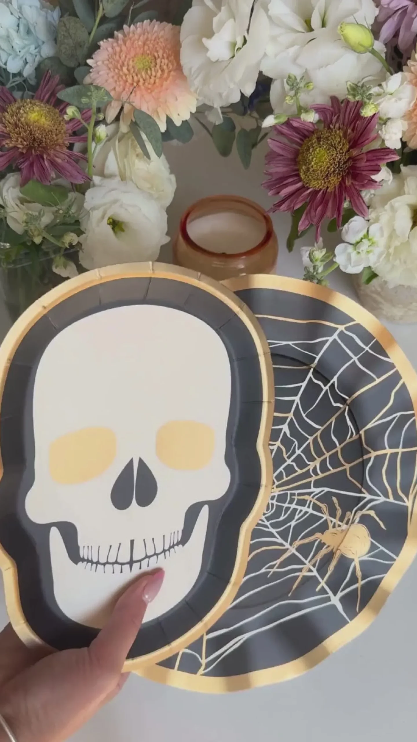 Skull Salad Plate Classic Spooky/8pk-Sophistiplate Sale