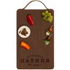 Thermal Ash Plank | Gather with Friends & Family Cheese & Charcuterie Board 16 x 10" Rounded Corners with Leather Handle-Maple Hot
