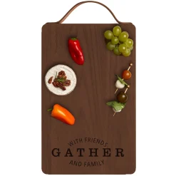 Thermal Ash Plank | Gather with Friends & Family Cheese & Charcuterie Board 16 x 10" Rounded Corners with Leather Handle-Maple Hot