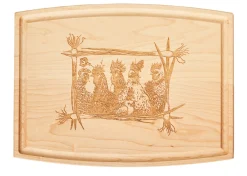 Vicki Sawyer "Party at the Coop" Wood Cheeseboard 12 x 9"-Maple Outlet