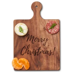 Walnut Artisan Paddle Board | Merry Christmas | 9" x 6"-Maple Outlet