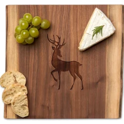 Walnut Square Live Edge Board | Reindeer | 12 x 12"-Maple Outlet