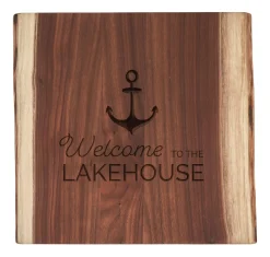 Walnut Square Live Edge Board | Welcome to the Lake House | 12 x 12"-Maple Discount