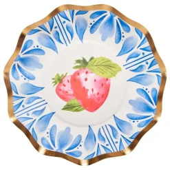Wavy Appetizer/Dessert Bowl Bleu Strawberries - 8pkg-Sophistiplate Fashion