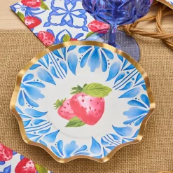 Wavy Appetizer/Dessert Bowl Bleu Strawberries - 8pkg-Sophistiplate Fashion