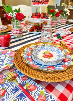 Wavy Appetizer/Dessert Bowl Bleu Strawberries - 8pkg-Sophistiplate Fashion