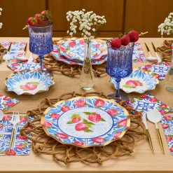 Wavy Appetizer/Dessert Bowl Bleu Strawberries - 8pkg-Sophistiplate Fashion