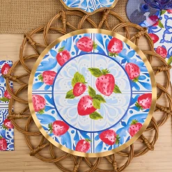 Wavy Dinner Plate Bleu Strawberries - 8pkg-Sophistiplate Clearance