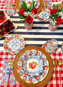 Wavy Dinner Plate Bleu Strawberries - 8pkg-Sophistiplate Clearance