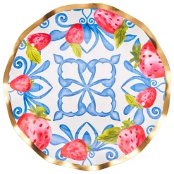 Wavy Salad Plate Bleu Strawberries - 8pkg-Sophistiplate New