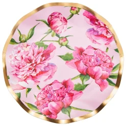 Wavy Salad Plate Pink Peonies - 8pkg-Sophistiplate Outlet