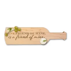 Wine Bottle Shape Cheeseboard | Any Friend of Wine Is a Friend of Mine | 15 x 4"-Maple Fashion